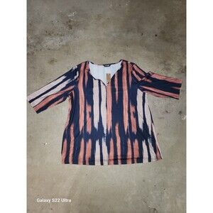 Bloomchic Striped Contrast Dolman Sleeve V Neck T-Shirt Regular Fit, Size 14-16